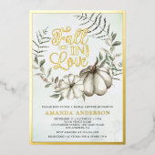 Rückgang der Liebe Weißes Pumpkin-Brautparty Folieneinladung (Vorderseite)