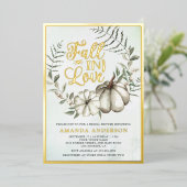 Rückgang der Liebe Weißes Pumpkin-Brautparty Folieneinladung (Stehend vorne)