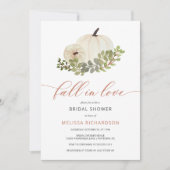 Rückgang der Liebe White Pumpkin Botanisches Braut Einladung (Vorderseite)