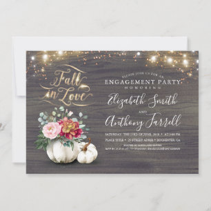 Rückgang der Liebe White Pumpkin Rustic Engagement Einladung