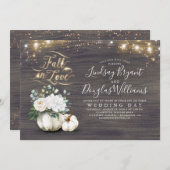 Rückgang der Liebe White Pumpkin Rustikale Hochzei Einladung (Vorne/Hinten)