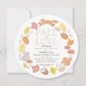 Rückgang der Liebe Woodland Animals Wreath Baby Du Einladung (Vorderseite)