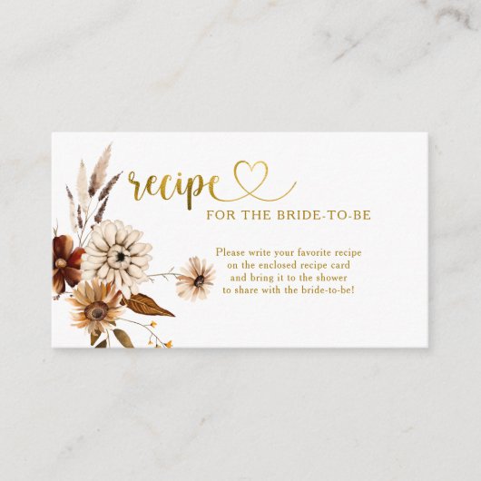 Rückgang der Nachfrage nach Rezept für Liebe Boho Begleitkarte (Vorderseite)