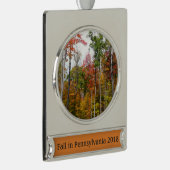 Rückgang der waldfarbenen Herbstfotografie Banner-Ornament Silber (Rechts)