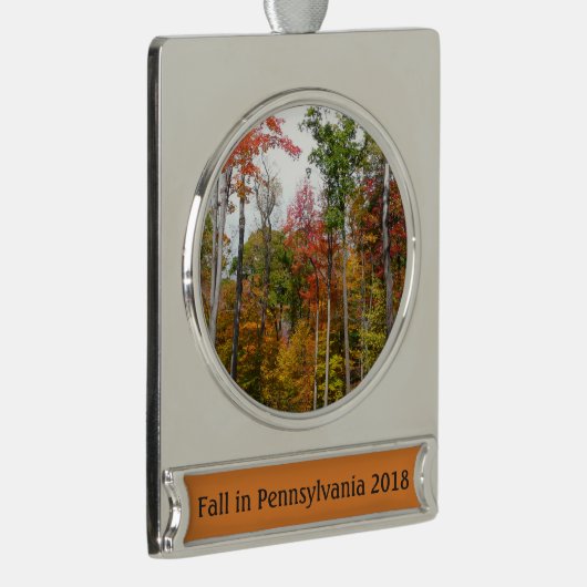 Rückgang der waldfarbenen Herbstfotografie Banner-Ornament Silber (Rechts)