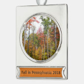 Rückgang der waldfarbenen Herbstfotografie Banner-Ornament Silber (Links)