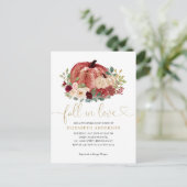 Rückgang des Liebe Rotes Rosa Blumenkürbis Brautpa Postkarte (Stehend Vorderseite)