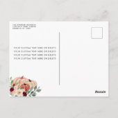 Rückgang des Liebe Rotes Rosa Blumenkürbis Brautpa Postkarte (Rückseite)