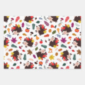 Rückgang des Niedlichen Igels mit Obst im Wald Geschenkpapier Set (Vorderseite)