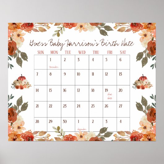 Rückgang in der Liebe, Baby Shower Rate Baby's Bir Poster (Vorne)