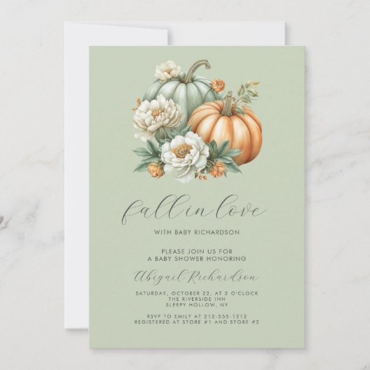 Rückgang in der Liebe Blumenpumpensäge Grüne Babyd Einladung (Vorderseite)