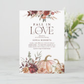 'Rückgang in der Liebe' Herbstblüten Pumpkin-Braut Einladung (Stehend Vorderseite)