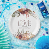 'Rückgang in der Liebe' Herbstblüten Pumpkin-Braut Pappteller (Party)