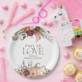 'Rückgang in der Liebe' Herbstblüten Pumpkin-Braut Pappteller (Party)