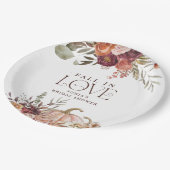 'Rückgang in der Liebe' Herbstblüten Pumpkin-Braut Pappteller (Schrägansicht)