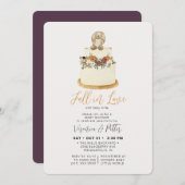 Rückgang in der Liebe Lila Herbst Kuchen Baby Dusc Einladung (Vorne/Hinten)