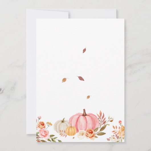 Rückgang in der Liebe Pink Pumpkin Baby Dusche Einladung (Rückseite)