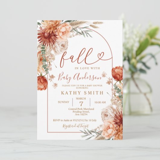 Rückgang in der Liebe Rustikale Wildlower Arch Bab Einladung (Stehend Vorderseite)