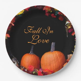Rückgang in der Liebe Rustikaler Herbst Hochzeitsk Pappteller