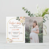 Rückgang in Liebe Baby Duschbrust Blume Pumpkin Einladung (Stehend Vorderseite)