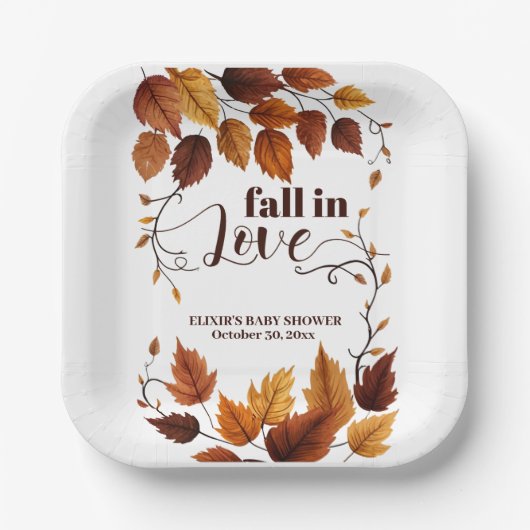 Rückgang in Liebe mit Herbstleeves Babydusche Pappteller (Vorderseite)
