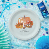 Rückgang in Liebe Pumpkin Blätter Blue Baby Shower Pappteller (Party)