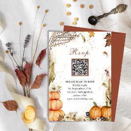 Rückgang in Liebe Pumpkin Herbst Hochzeit QR-Code  Begleitkarte