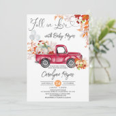 Rückgang in Liebe Red Pumpkin Lieferwagen Truck Ba Einladung (Stehend Vorderseite)