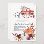 Rückgang in Liebe Red Pumpkin Lieferwagen Truck Ba Einladung (Vorne/Hinten)