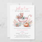 Rückgang in Liebe Rosa Herbst Blumendusche Einladung (Vorderseite)