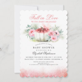 Rückgang in Liebe Rose Gold Glitzer Pumpkin Baby D Einladung