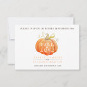 Rückgang in Liebe Wasserfarbenkürbis Hochzeit QR-C RSVP Karte (Rückseite)