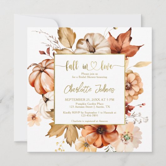 Rückgang Liebe Gold Terracotta Brautparty Einladung (Vorderseite)