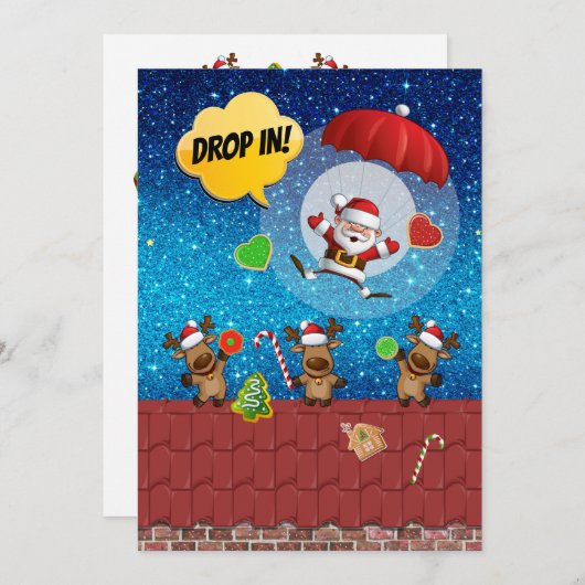 RÜCKGANG Nr. 2 ohne Cocktail Weihnachten Einladung (Vorne/Hinten)