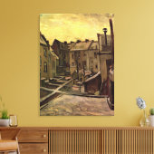 Rückgrat alter Häuser in Antwerpen im Schnee Leinwanddruck (Insitu (Wohnzimmer))