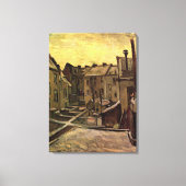 Rückgrat alter Häuser in Antwerpen im Schnee Leinwanddruck (Vorderseite)