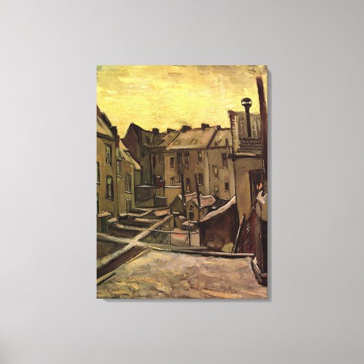 Rückgrat alter Häuser in Antwerpen im Schnee Leinwanddruck (Vorderseite)