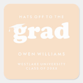 RÜCKHALTESTELLEN AN DER GRAD-ABSCHLUSS-SCHALTFLÄCH QUADRATISCHER AUFKLEBER