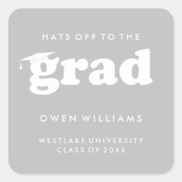 RÜCKHALTESTELLEN AN DER GRAD-ABSCHLUSS-SCHALTFLÄCH QUADRATISCHER AUFKLEBER