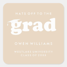 RÜCKHALTESTELLEN AN DER GRAD-ABSCHLUSS-SCHALTFLÄCH QUADRATISCHER AUFKLEBER