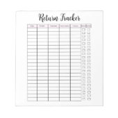 Rückholspur für kleine Unternehmen Notizblock (Vorderseite)