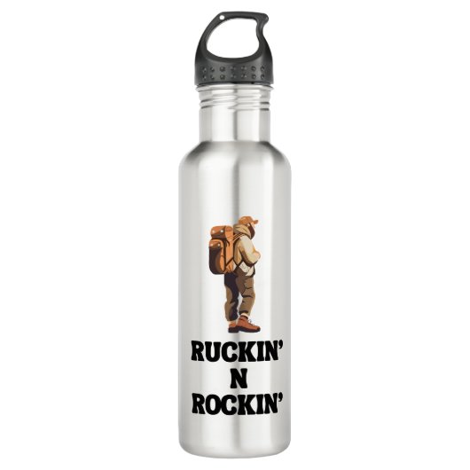 Ruckin' N Rockin' für die Rucksackwanderung Edelstahlflasche (Vorderseite)
