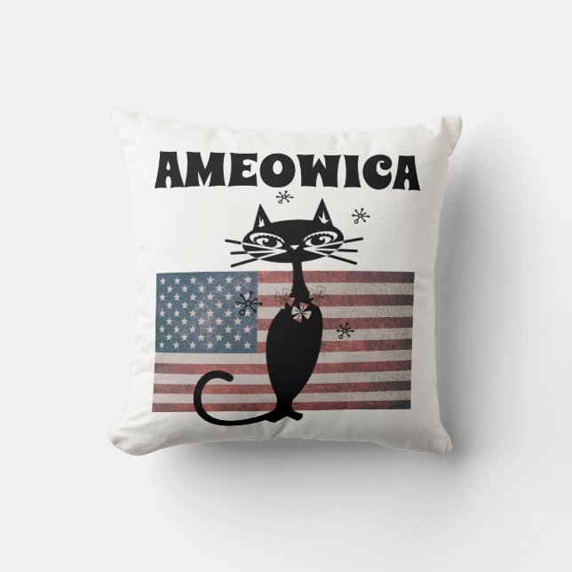 RÜCKKATZE AMEOWICA PATRIOTIC 4. JULI Kissen (Vorderseite)
