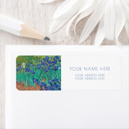 RÜCKKEHR-ADRESSE-LABEL IRISES 1889 Van Gogh (Insitu)