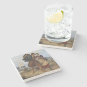 Rückkehr des Fischers (von Rudolf Jordan) Steinuntersetzer (Seitenansicht)