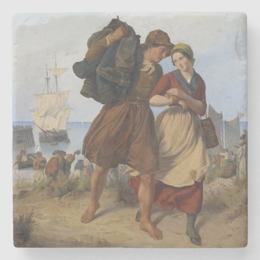 Rückkehr des Fischers (von Rudolf Jordan) Steinuntersetzer (Vorderseite)