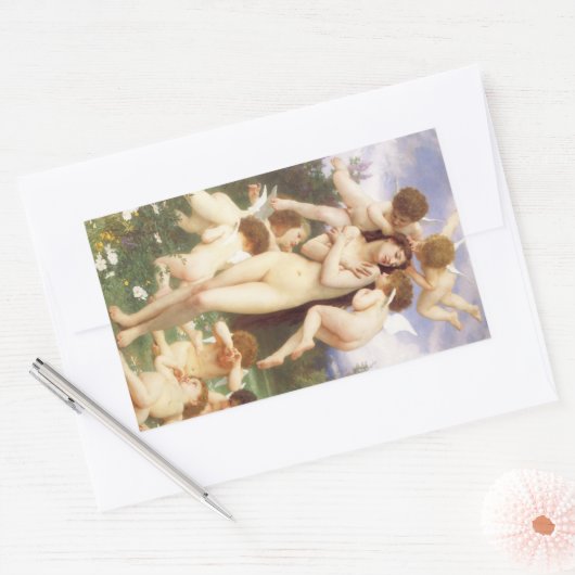 Rückkehr des Frühlings (Le Printemps) von Bouguere Rechteckiger Aufkleber (Umschlag)