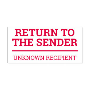 "RÜCKKEHR IN DEN SENDER", "UNBEKANNTER EMPFANG" PERMASTEMPEL