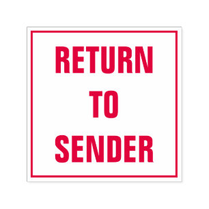 "RÜCKKEHR IN SENDER" in der Square Rubber Briefma Permastempel