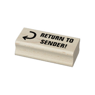 "RÜCKKEHR ZUM SENDER!" + Briefmarke aus Arrow-Kaut Gummistempel